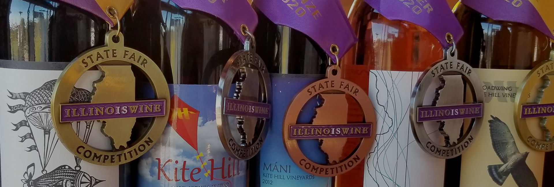 Award winning wine bottles with medals